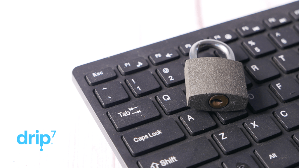 A keyboard with a lock signifying the importance of the human firewall. 
